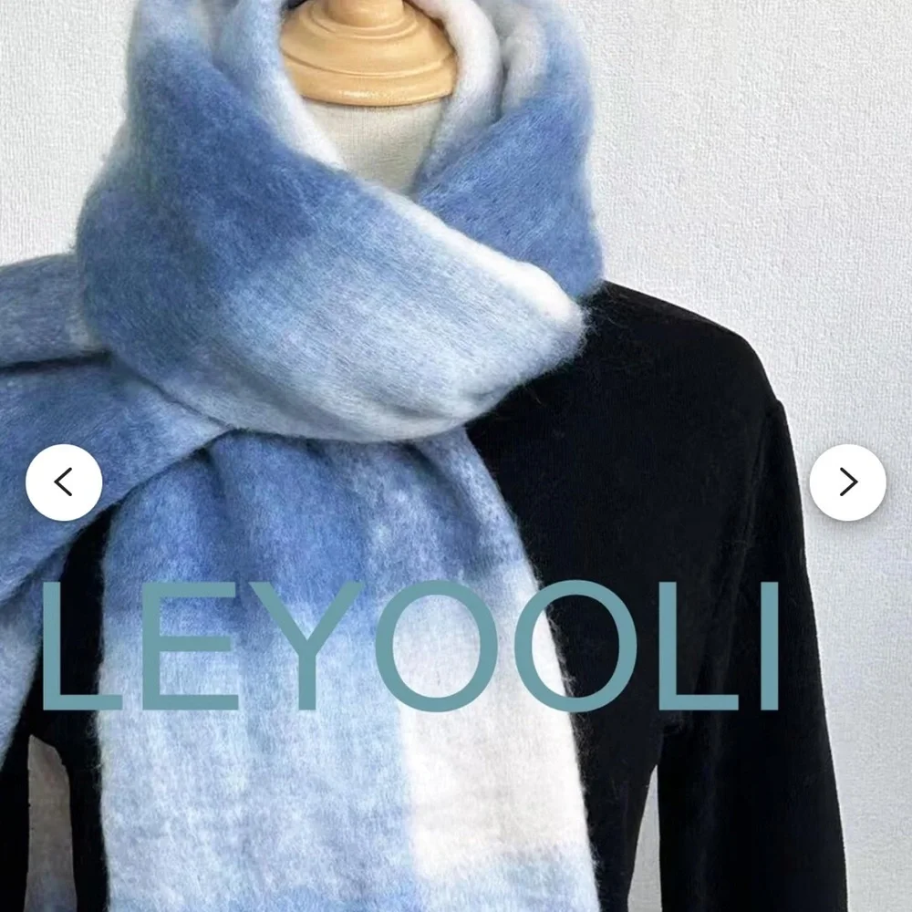 New bleu sky and white clouds Mohair Scarf Fuzzy 82.68 × 15.75 inches Wrap